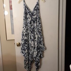 Japna Romper Blue and White Tie-Dye Dress Jumper M